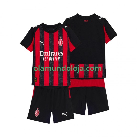 Camisola AC Milan Criança Equipamento Primeiro 2025-2026 Manga Curta